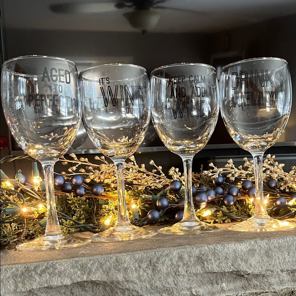 Set of Clear Wine Glasses